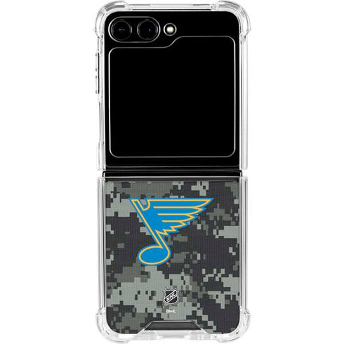 NHL St. Louis Blues Camo Galaxy Z Flip6 Clear Case